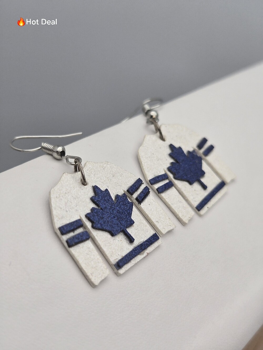 β¨2/$10β¨ Handmade Toronto Maple Leafs Hockey Jersey Clay Dangle Earrings 1.5" - Picture 3 of 5